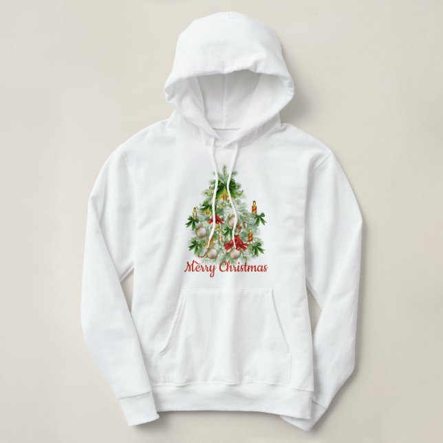 Sweat - shirt à capuche d'arbre de Joyeux Noël (Design devant)