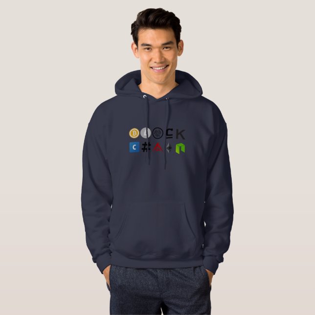 Sweat - shirt à capuche de Blockchain avec crypto (Devant entier)