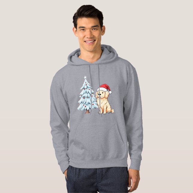 Sweat - shirt à capuche de chien Père Noël Festive (Devant entier)