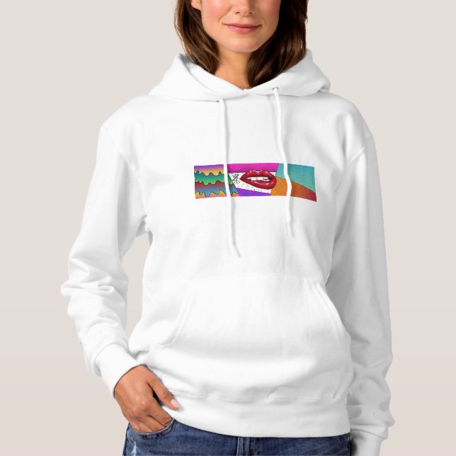 Sweat - shirt à capuche de déclaration des lèvres  (Devant)