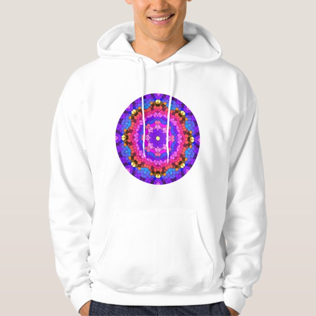 Sweat - shirt à capuche de design en mosaïque colo (Devant)
