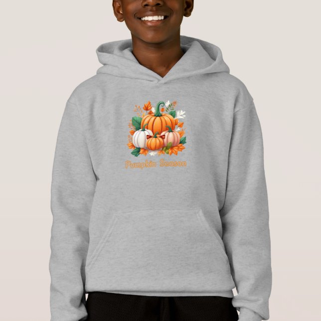 Sweat - shirt à capuche de la saison citrouille (Devant)