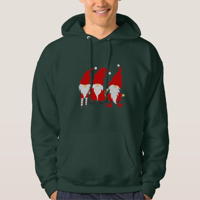 Sweat - shirt à capuche de Noël drôle Gnomes (Devant)