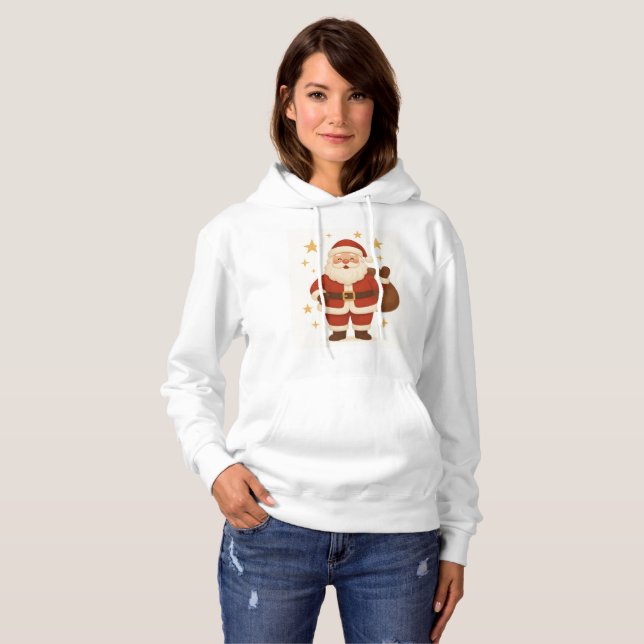 Sweat - shirt à capuche de Noël du Père Noël (Devant entier)