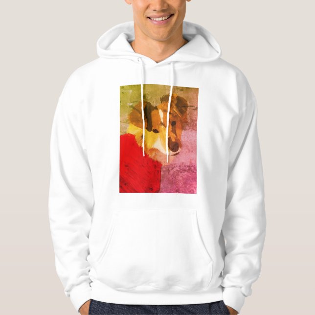Sweat - shirt à capuche de portrait de chien peint (Devant)