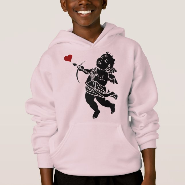 Sweat - shirt à capuche de Saint Valentin  rose cu (Devant)