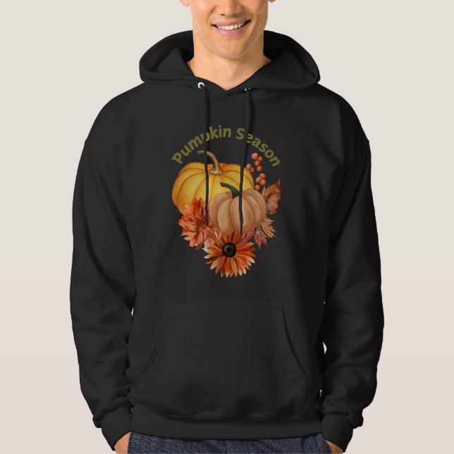 Sweat - shirt à capuche de saison citrouille avec  (Devant)