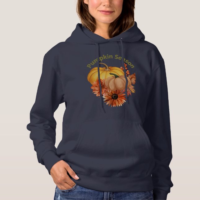 Sweat - shirt à capuche de saison citrouille avec  (Devant)