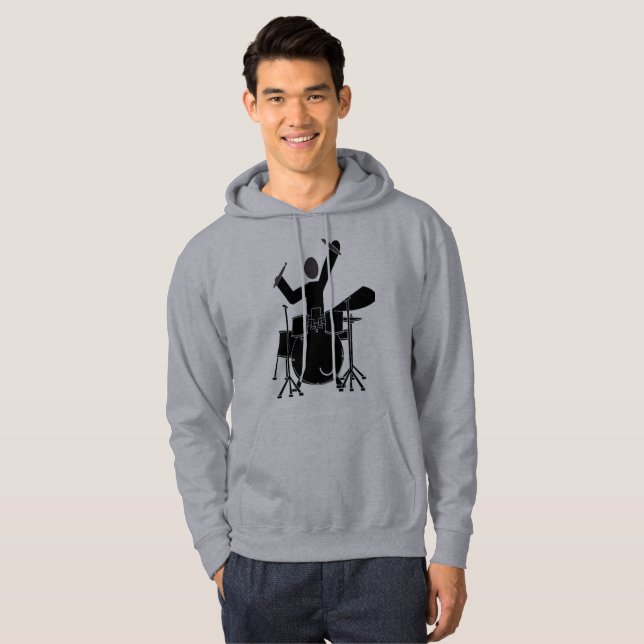 Sweat - shirt à capuche de silhouette de batteur (Devant entier)