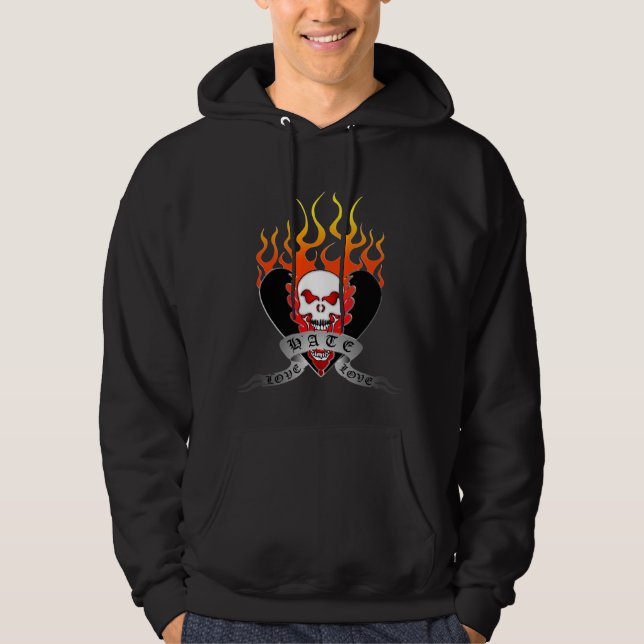 Sweat - shirt à capuche de tatouage d'amour de (Devant)
