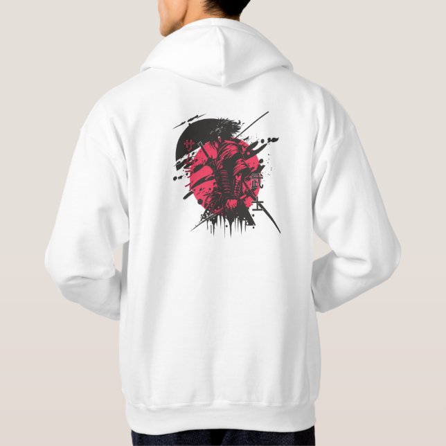 Sweat - shirt à capuche d'encre Samurai rouge et n (Dos)