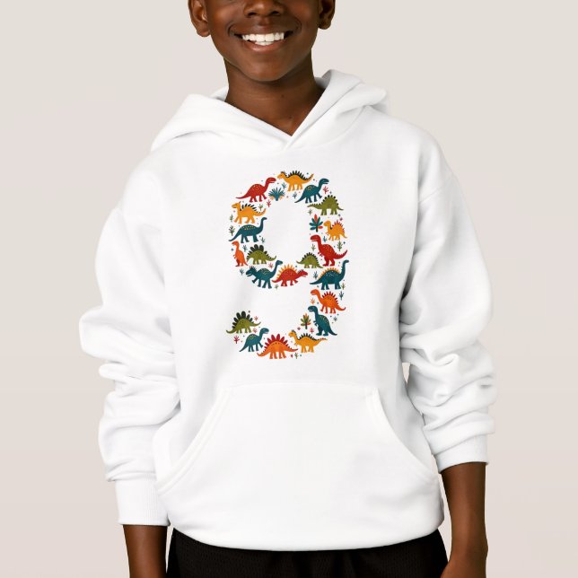 Sweat - shirt à capuche Dinosaure (Devant)