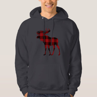 Sweat - shirt à capuche d'orignal plaid à capuchon