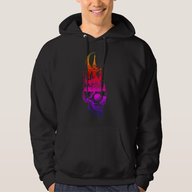 Sweat - shirt à capuche du château de crâne arc en (Devant)