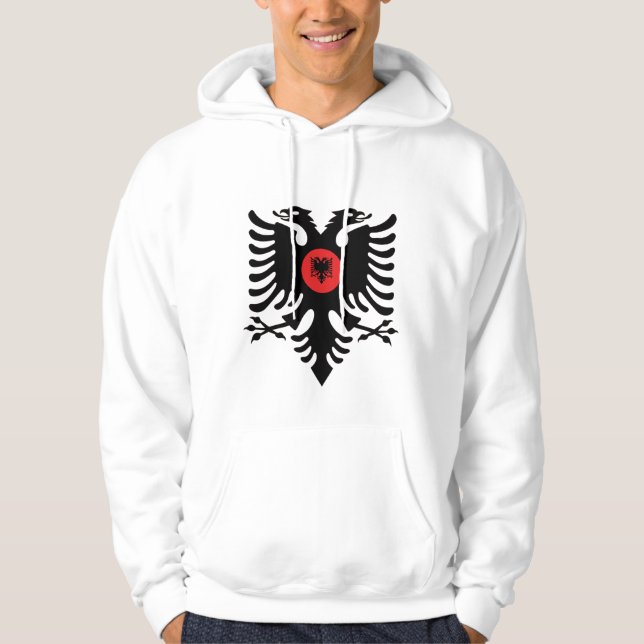 Sweat - shirt à capuche du drapeau albanais, patri (Devant)