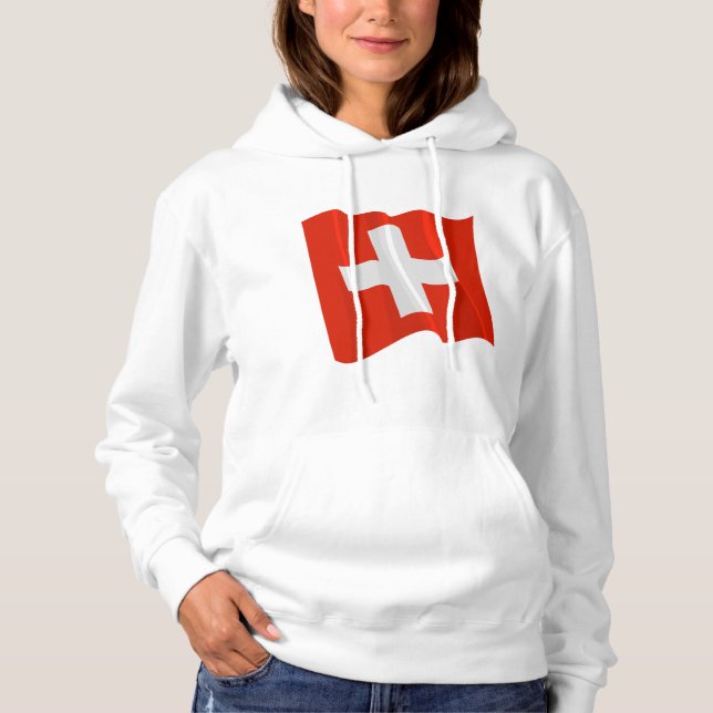 Sweat - shirt à capuche du Drapeau suisse des femm (Devant)