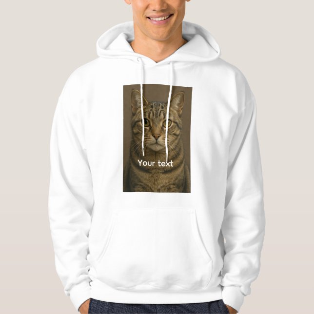 Sweat - shirt à capuche face de chat avec texte pe (Devant)