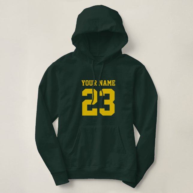 Sweat - shirt à capuche féminine verte avec numéro (Design devant)