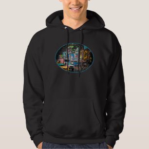 Sweat - shirt à capuche foncé de panneaux-réclame