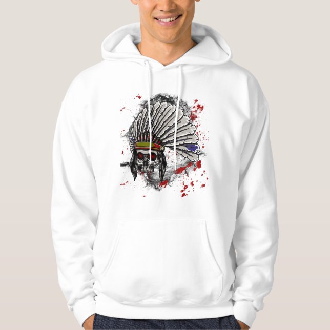 Sweat - shirt à capuche indien de crâne (Devant)