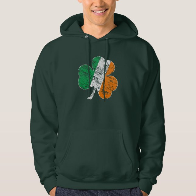 Sweat - shirt à capuche irlandais de shamrock de (Devant)