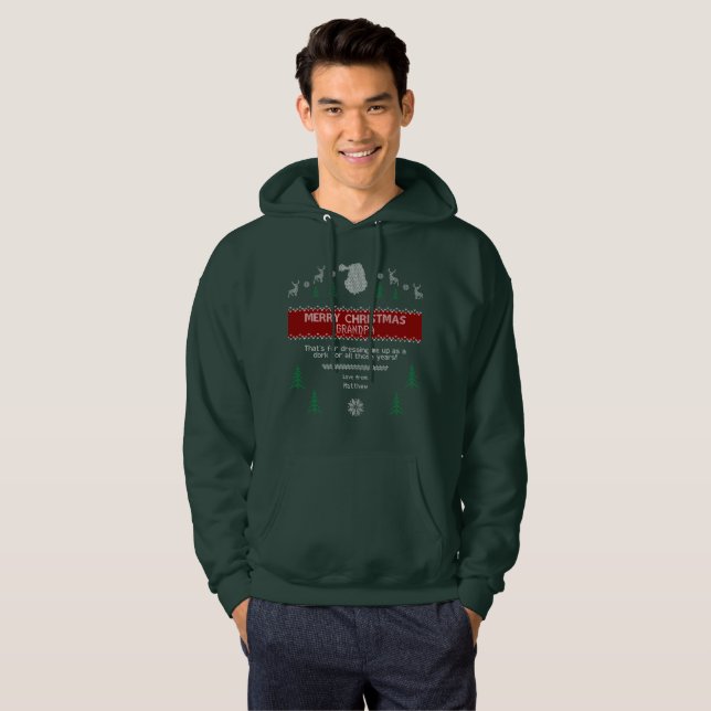 Sweat - shirt à capuche laid drôle de Noël : La (Devant entier)