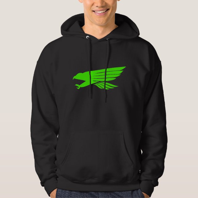Sweat - shirt à capuche noir vert de faucon (Devant)