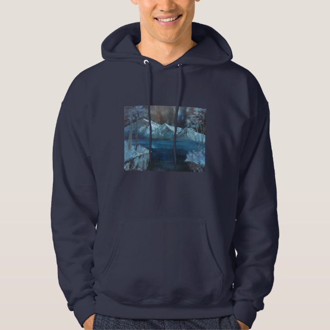 Sweat - shirt à capuche paysage bleu (Devant)