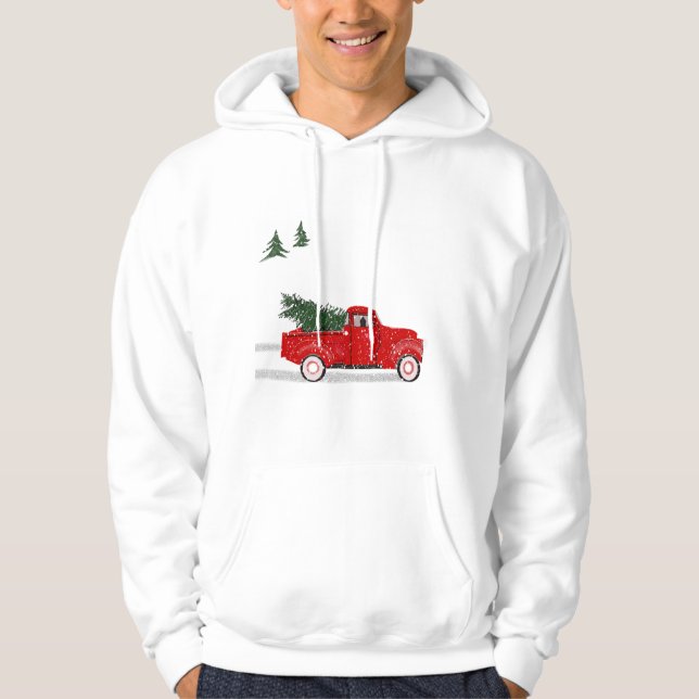 Sweat - shirt à capuche, Petit Camion Rouge Avec A (Devant)