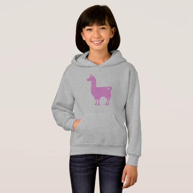 Sweat - shirt à capuche rose de lama (Devant entier)