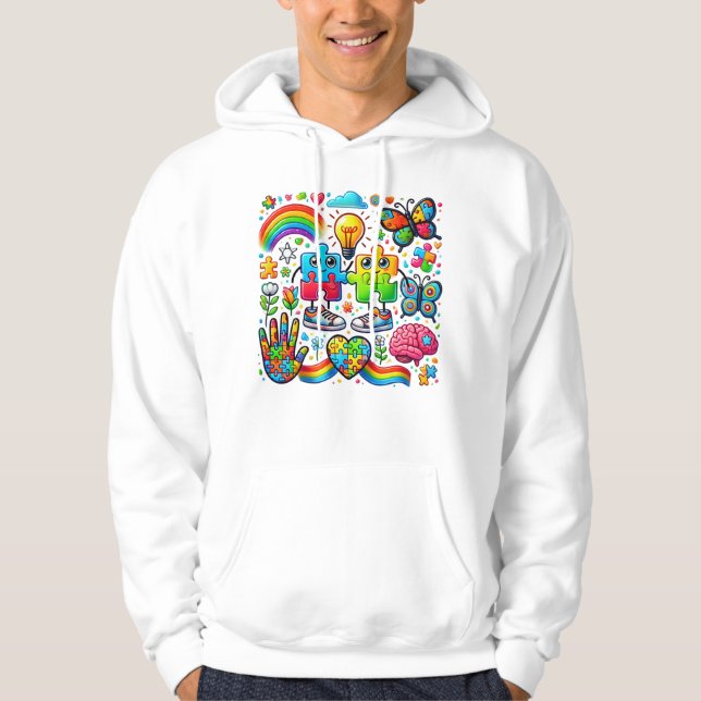 Sweat - shirt à capuche sensibilisation sur l'auti (Devant)