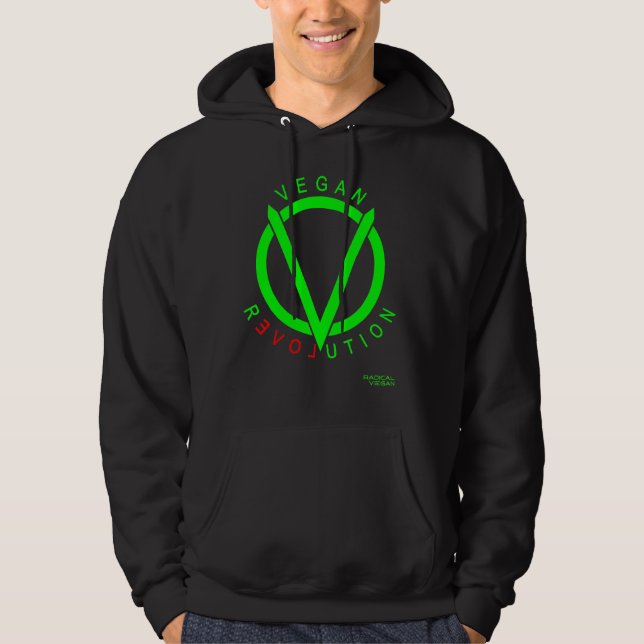 Sweat - shirt à capuche végétalien de révolution : (Devant)