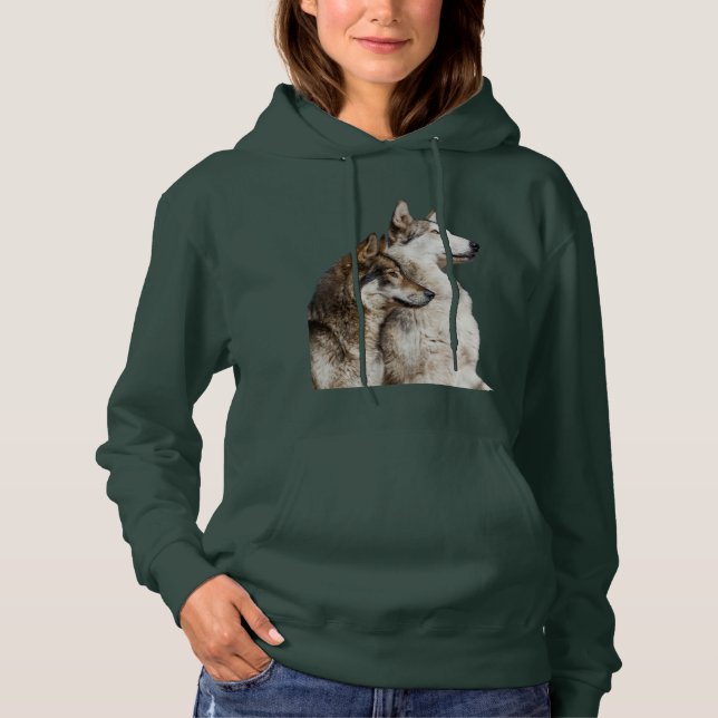 Sweat - shirt à capuche vert de la forêt de Wolf (Devant)