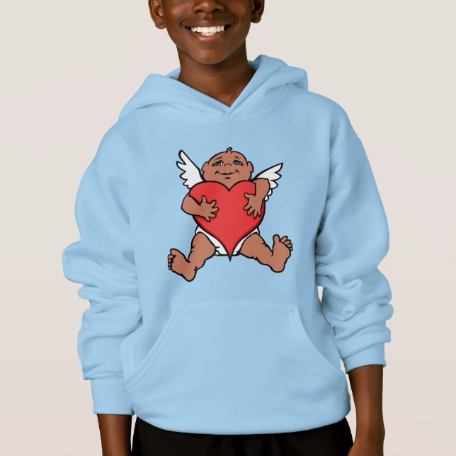 Sweat - shirts à capuche valentin  rose cupide Swe (Devant)
