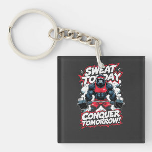 Sweat Today Conquer Tomorrow Motivational Gym T-Sh Keychain