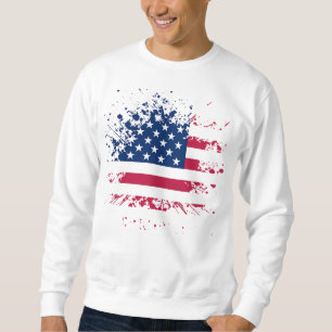 Sweat White Man BASIC the USA Flag Sweatshirt