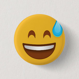 Sweat With Smile Emoji  1 Inch Round Button