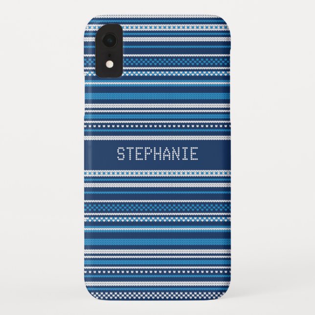 Sweater Blue White Stripe Christmas Personalized Case-Mate iPhone Case (Back)