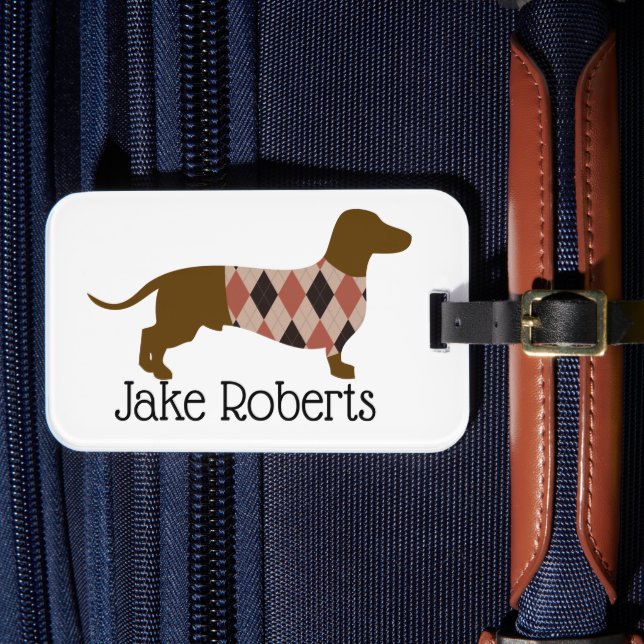 Sweater Dachshund Personalized Luggage Tag (Front Insitu 4)