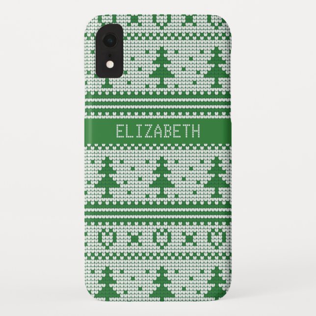 Sweater Green White Christmas Tree Personalized Case-Mate iPhone Case (Back)