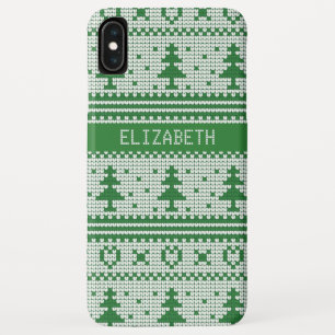 Sweater Green White Christmas Tree Personalized iPhone XS Max Case