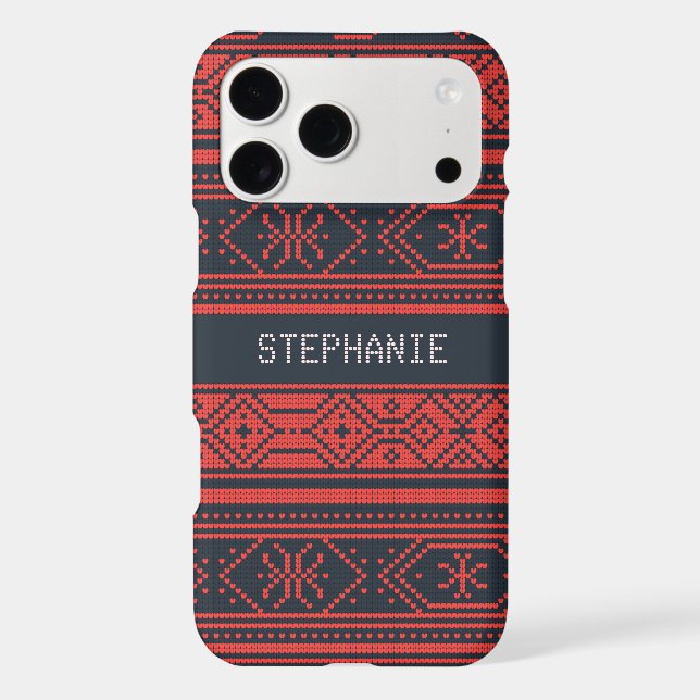 Sweater Red Black Pattern Christmas Personalized (Back)