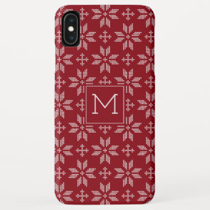 Sweater Red White FairIsle Christmas Monogram iPhone XS Max Case