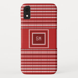Sweater Red White Monogram Christmas Holiday iPhone XR Case
