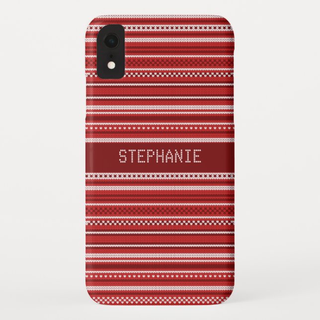 Sweater Red White Stripe Christmas Personalized Case-Mate iPhone Case (Back)