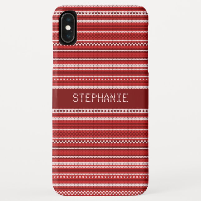 Sweater Red White Stripe Christmas Personalized Case-Mate iPhone Case (Back)