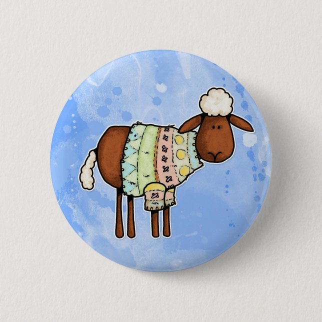 sweater sheep 2 inch round button (Front)