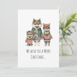 Sweater Wearing Wolf Family Holiday Card