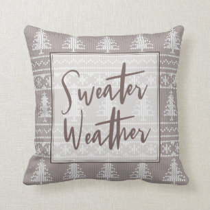 Sweater Weather Brown Knit Pattern   Christmas Throw Pillow