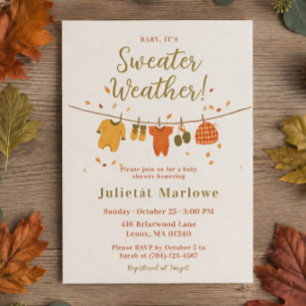 Sweater Weather Cozy Boho Autumn Baby Shower Invitation